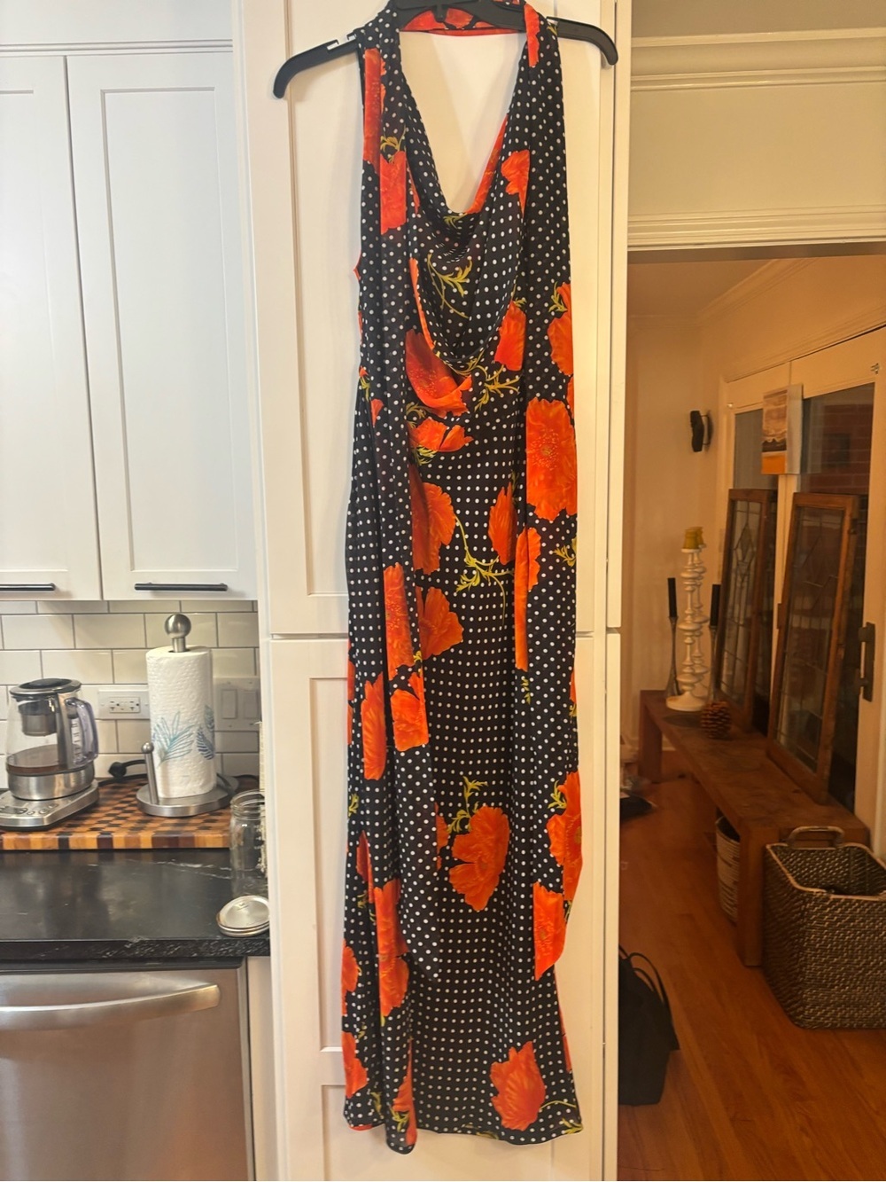 new Never Fully Dressed black poppy sophie dress in black red orange floral - Picture 9 of 11
